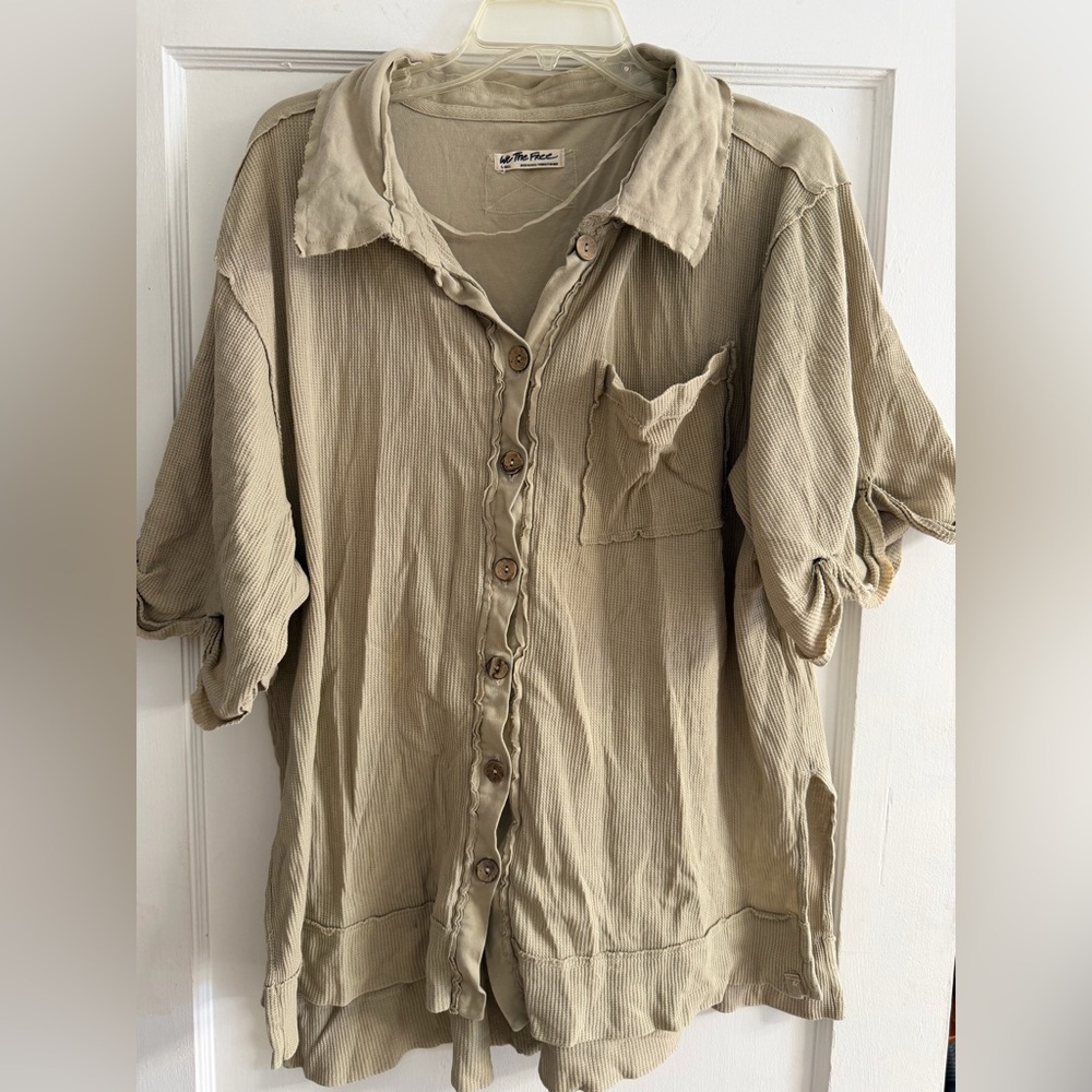 We The Free Casual Tan Button Down Shirt